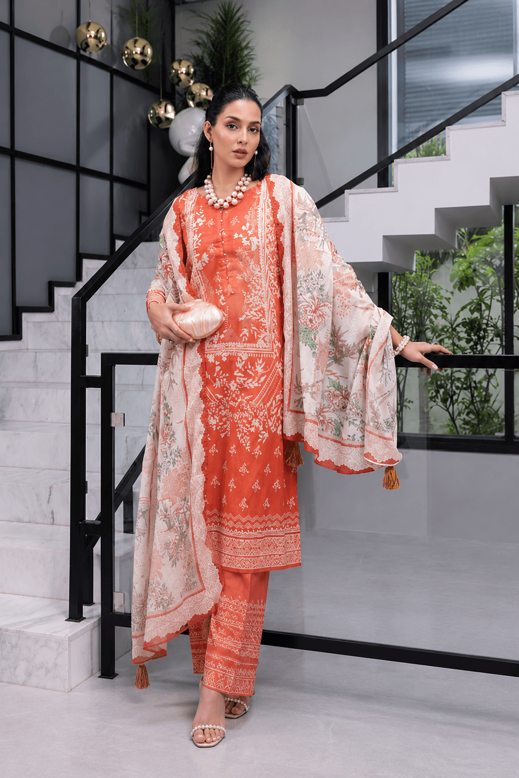 Coral Blossom – 3 Piece Unstitched Printed Lawn Suit