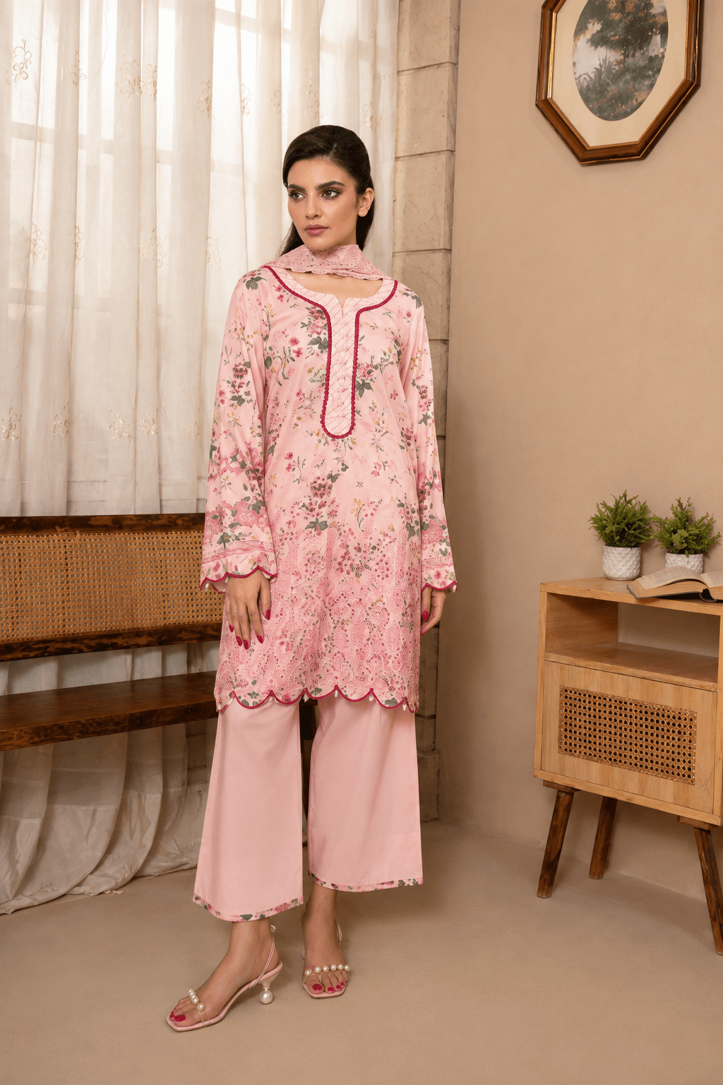 Firdous Chikankari Embroidered | Digital Printed 3 Piece Lawn Suit